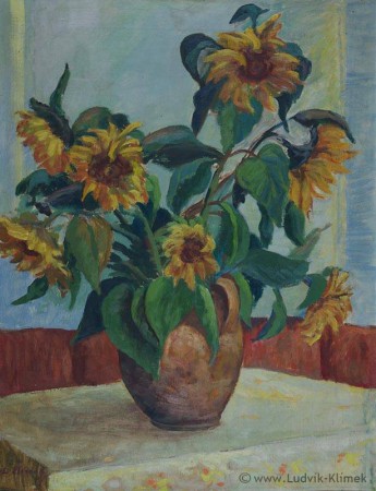 Slunečnice, olej na plátně 75x55,5 cm - ze soukromé sbírky