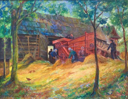 Mlácení - 1949, olej na plátně  89,5x116 cm - majetek města Vsetín